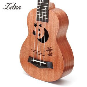 New Zebra 21" 23"Sapele Star Pattern Ukulele Hawaii Mini Guitar 4 Strings Uke Brown Rosewood Instrument Ukelele Gift